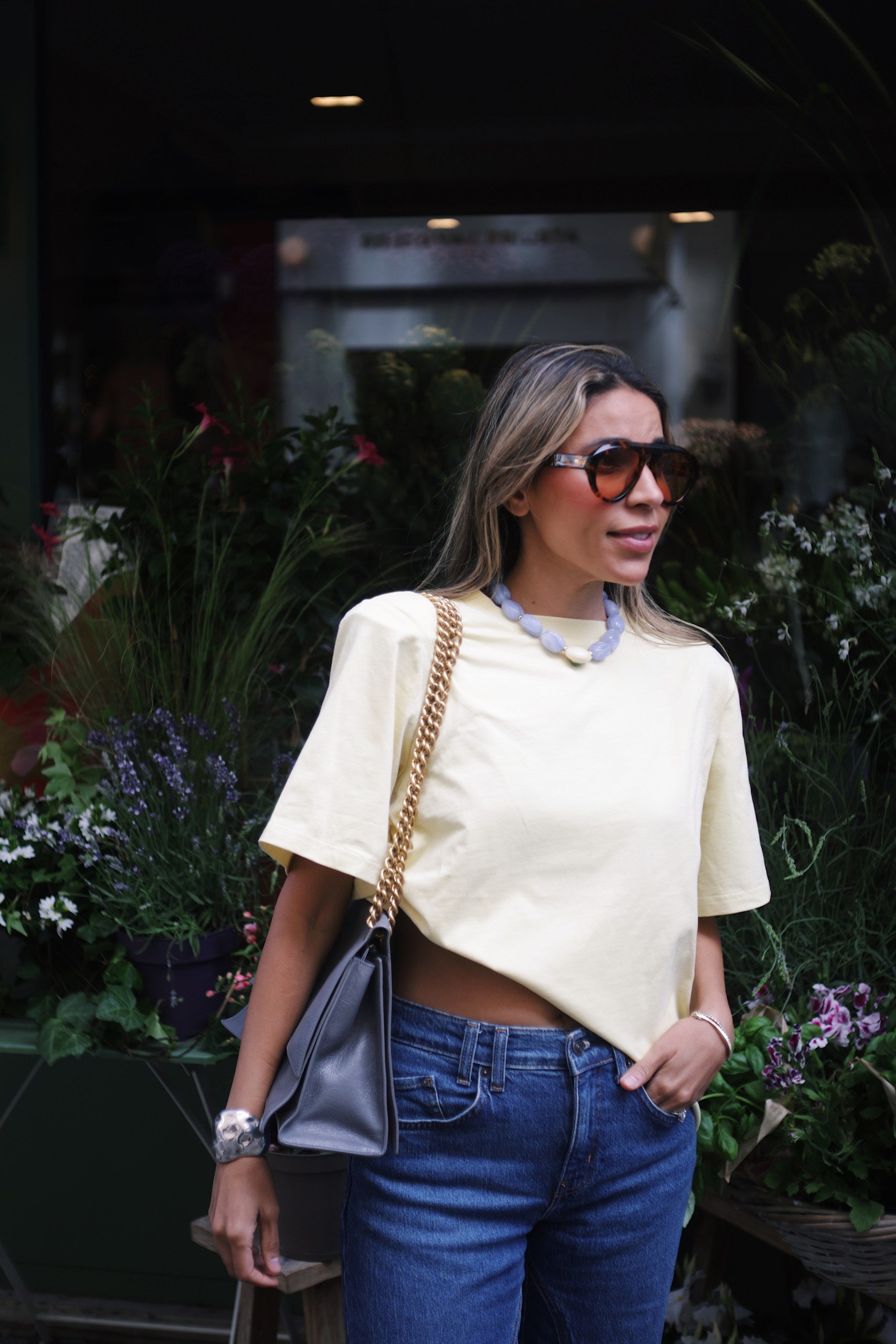 Essential One-Sided Cinched T-Shirt (Butter Yellow)